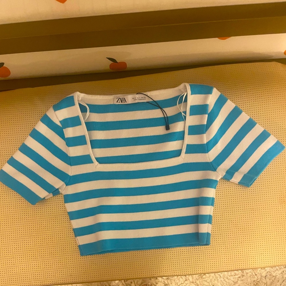 striped cropped Zara baby tee